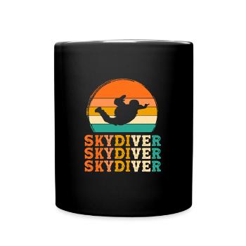 Fallschirmspringer Retro-Design Fallschirmspringer - Tasse einfarbig - Schwarz - Vorne