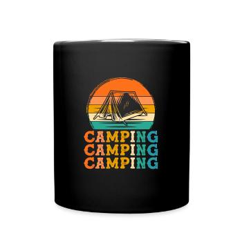 Camping Retro-Design Camping Geschenk - Tasse einfarbig - Schwarz - Vorne