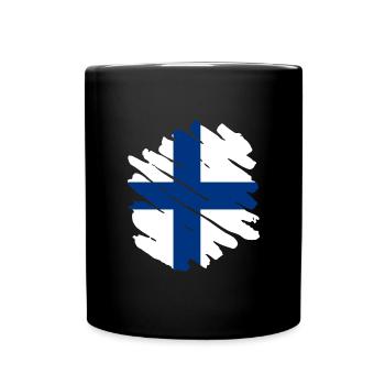 Finnland Flagge Suomi Finnische Fahne Used Look - Tasse einfarbig - Schwarz - Vorne