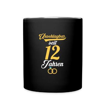 12 Jahre Ehe Ehepaar Nickelhochzeit Geschenk - Tasse einfarbig - Schwarz - Vorne