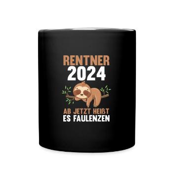 Rentner 2024 Faultier Ruhestand Geschenk - Tasse einfarbig - Schwarz - Vorne