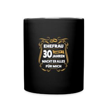 30 Jahre Ehe Ehefrau Perlen-Hochzeit Geschenk - Tasse einfarbig - Schwarz - Vorne