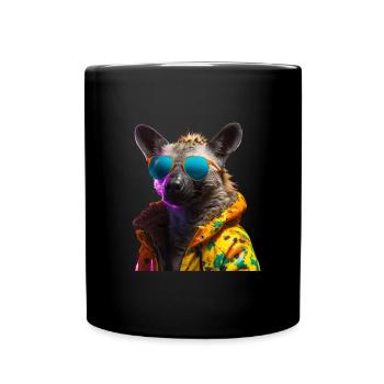 Hyena With Sunglasses Colorful Cool Hyenas Africa - Full Colour Mug - black - Front