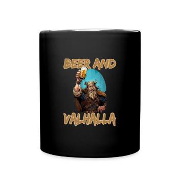 Beer And Valhalla Wikinger - Tasse einfarbig - Schwarz - Vorne