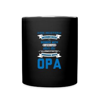 Opa Familie Enkelkind Geschenk - Tasse einfarbig - Schwarz - Vorne