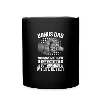 Stiefvater Bonus Vater Stiefvater Geschenk - Tasse einfarbig - Schwarz - Vorne