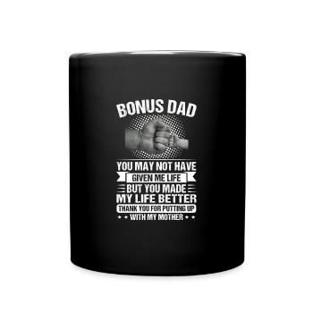 Stiefvater Bonus Vater Stiefvater Geschenk - Tasse einfarbig - Schwarz - Vorne