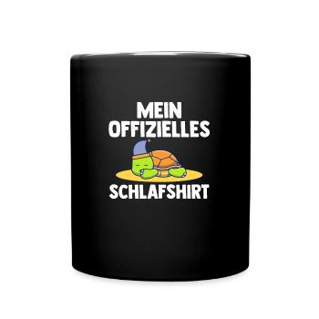 Schlafshirt Schildkröte Schlafanzug Geschenk - Tasse einfarbig - Schwarz - Vorne
