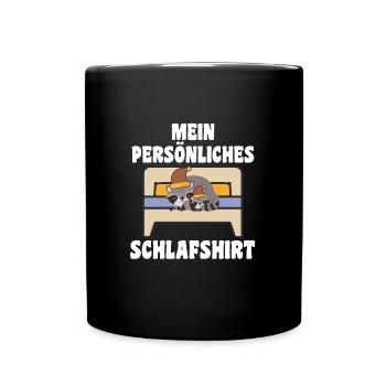 Schlafanzug Waschbär Pyjama Geschenk - Tasse einfarbig - Schwarz - Vorne