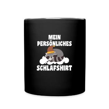 Schlafanzug Waschbär Schlafshirt Geschenk - Tasse einfarbig - Schwarz - Vorne