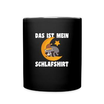 Schlafanzug Waschbär Schlafen Geschenk - Tasse einfarbig - Schwarz - Vorne
