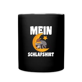 Schlafanzug Waschbär Nachthemd Geschenk - Tasse einfarbig - Schwarz - Vorne