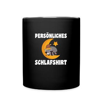 Schlafanzug Waschbär Waschbären Geschenk - Tasse einfarbig - Schwarz - Vorne