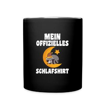 Schlafanzug Waschbär Schlafshirt Geschenk - Tasse einfarbig - Schwarz - Vorne