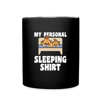 Schlafanzug Mops Schlafshirt Geschenk - Tasse einfarbig - Schwarz - Vorne
