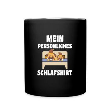 Schlafanzug Mops Nachthemd Geschenk - Tasse einfarbig - Schwarz - Vorne