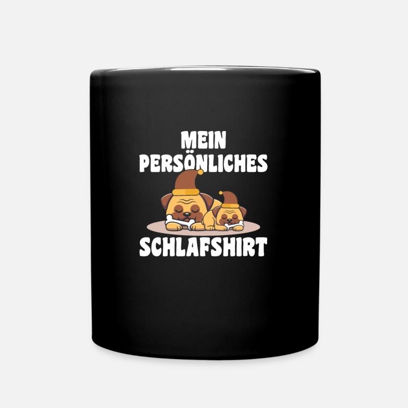 Schlafanzug Mops Nachthemd Geschenk - Tasse einfarbig - Schwarz