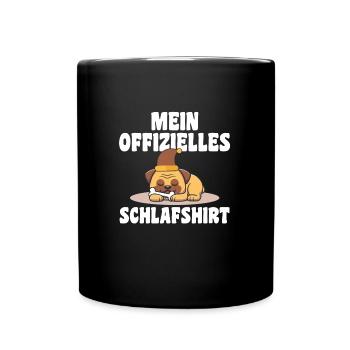 Schlafanzug Mops Nachthemd Geschenk - Tasse einfarbig - Schwarz - Vorne