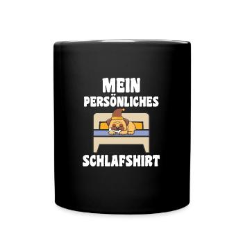 Schlafanzug Mops Pyjama Geschenk - Tasse einfarbig - Schwarz - Vorne