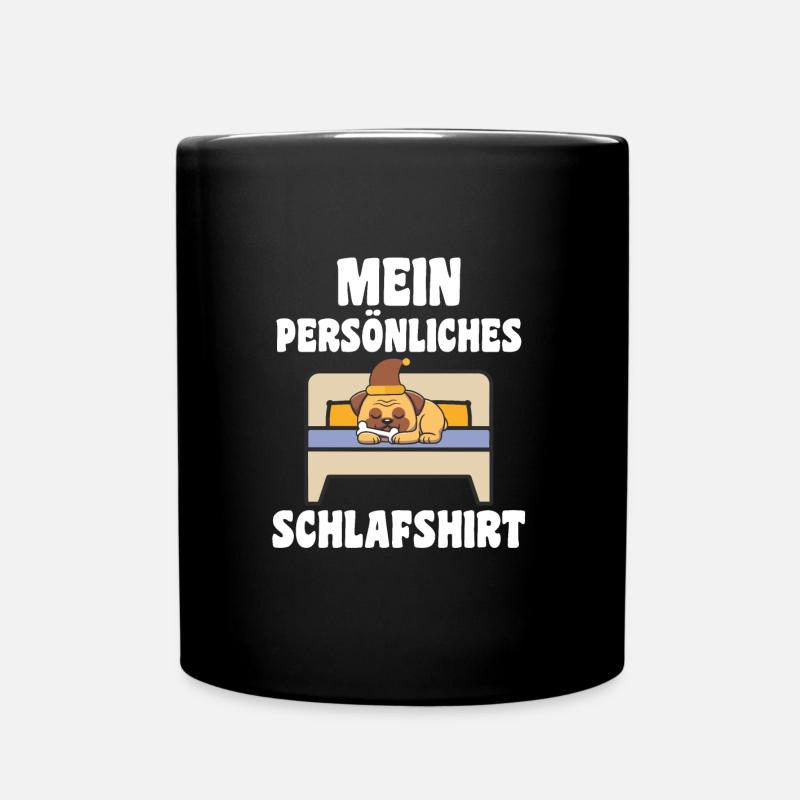Schlafanzug Mops Pyjama Geschenk - Tasse einfarbig - Schwarz