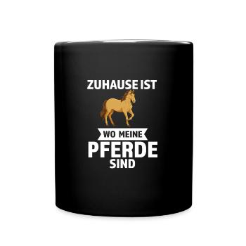 Pferd Reiten Reiter Geschenk - Tasse einfarbig - Schwarz - Vorne