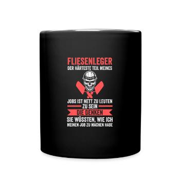 Fliesenleger Beruf Fliesen Geschenk - Tasse einfarbig - Schwarz - Vorne
