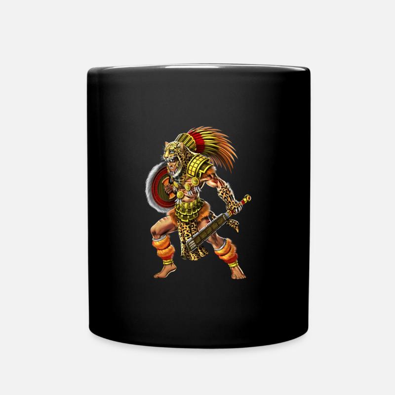Aztec Jaguar Warrior - Full Colour Mug - black