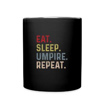 Schiedsrichter Geschenke Lustiger Sportliebhaber Essen Schlaf Schiedsrichter - Tasse einfarbig - Schwarz - Vorne