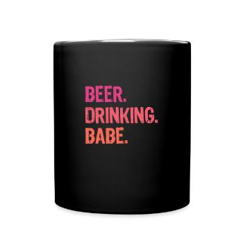 BEER DRINKING BABE Funny Bonfire Campfire - Full Colour Mug - black - Front