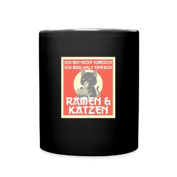Ramen & Katzen Anime Kawaii Geschenk - Tasse einfarbig - Schwarz - Vorne