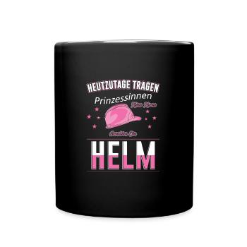 Baustelle Frau Bauarbeiterin Geschenk - Tasse einfarbig - Schwarz - Vorne