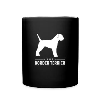 Border Terrier Dog White Silhouette - Full Colour Mug - black - Front