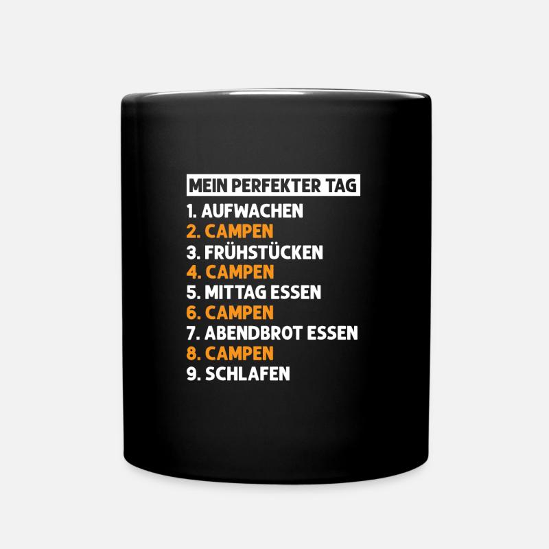 Campen Camping Camper Geschenk - Tasse einfarbig - Schwarz