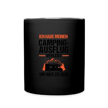 Campen Camping Campingplatz Geschenk - Tasse einfarbig - Schwarz - Vorne