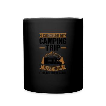 Campen Camping Wohnmobil Geschenk - Tasse einfarbig - Schwarz - Vorne