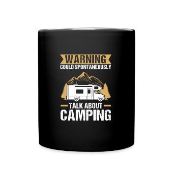 Campen Camping Campingplatz Geschenk - Tasse einfarbig - Schwarz - Vorne