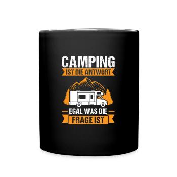 Campen Camping Camper Geschenk - Tasse einfarbig - Schwarz - Vorne