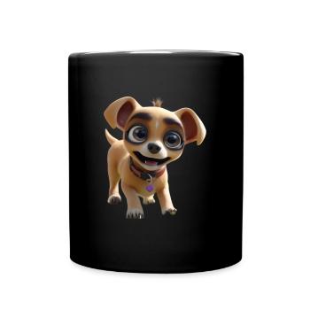 Chipper Pup Cartoon Tee - Full Colour Mug - black - Front
