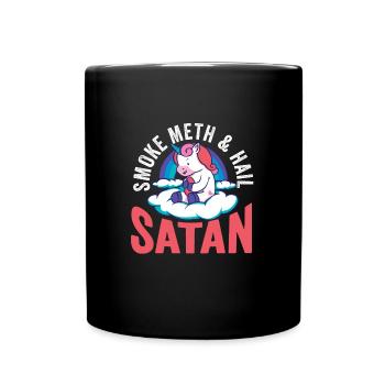 Smoke Meth Hail Satan Death Metal Geschenk - Tasse einfarbig - Schwarz - Vorne