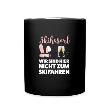 Skihase Apres Ski Skifahrer Geschenk - Tasse einfarbig - Schwarz - Vorne