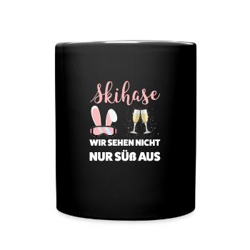 Skihase Apres Ski Skihaserl Geschenk - Tasse einfarbig - Schwarz - Vorne