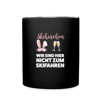 Skihase Apres Ski Skihäschen Geschenk - Tasse einfarbig - Schwarz - Vorne