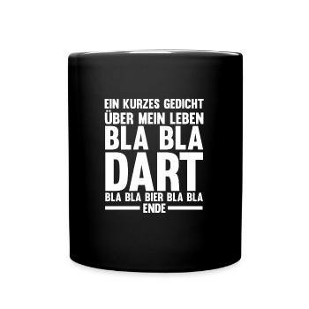 Darts Bier Darter Geschenk - Tasse einfarbig - Schwarz - Vorne