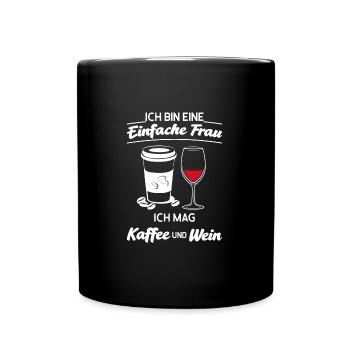 Wein Kaffee Weinliebhaber Geschenk - Tasse einfarbig - Schwarz - Vorne