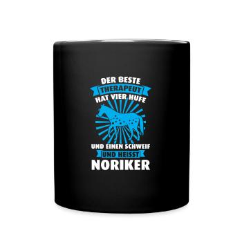 Noriker Pferd Reiter Geschenk - Tasse einfarbig - Schwarz - Vorne
