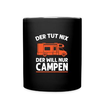 Camper Campen Camping Geschenk - Tasse einfarbig - Schwarz - Vorne