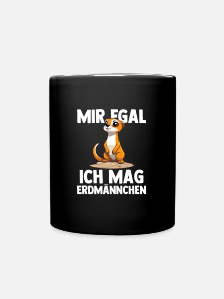 Erdmännchen Tier Säugetier Geschenk - Tasse einfarbig - Schwarz