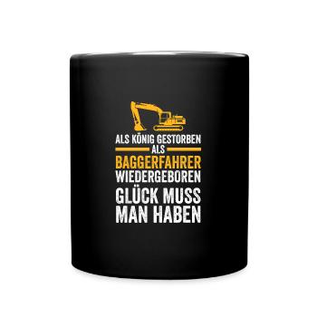Bagger Fahrer Baggerführer Geschenk - Tasse einfarbig - Schwarz - Vorne
