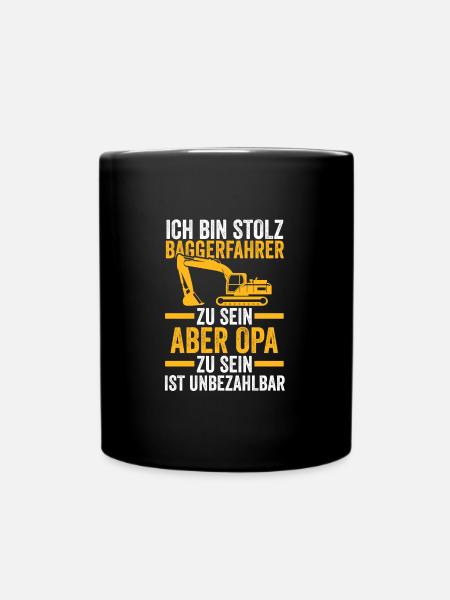 Bagger Opa Baggerführer Geschenk - Tasse einfarbig - Schwarz