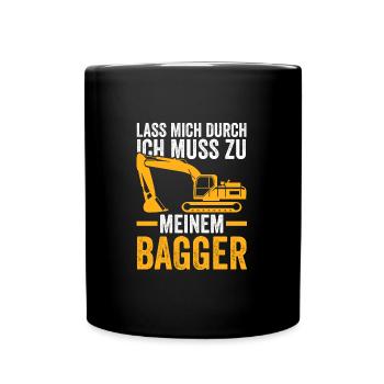 Bagger Fahrer Baustelle Geschenk - Tasse einfarbig - Schwarz - Vorne